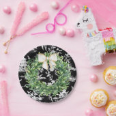 ホワイトボウモノグラムチノワセリ名門私立校風のー ペーパープレート (パーティー)