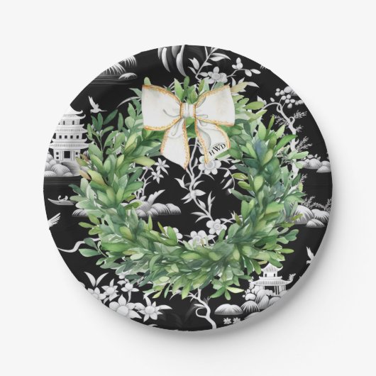 ホワイトボウモノグラムチノワセリ名門私立校風のー ペーパープレート (正面)