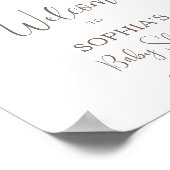 ホワイトボウリボンヴィンテージベビーシャワーウェルカム ポスター (角)