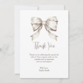 ホワイトボウリボンヴィンテージベビーシャワー サンキューカード (正面)