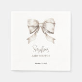 ホワイトボウリボンヴィンテージベビーシャワー スタンダードカクテルナプキン (正面)