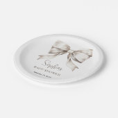ホワイトボウリボンヴィンテージベビーシャワー ペーパープレート (アングル)