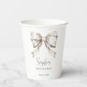ホワイトボウリボンヴィンテージベビーシャワー 紙コップ (裏面)