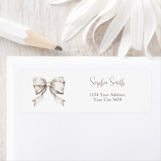 ホワイトボウリボンヴィンテージ赤ちゃんシャワーアドレス ラベル (インサイチュ)