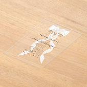 ホワイトボウ彼女は結び目のブライダルシャワーパーティー アクリル招待状 (レイダウン)