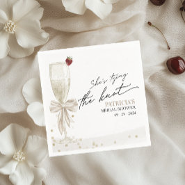 ホワイトボウ彼女は結び目のブライダルシャワー スタンダードカクテルナプキン