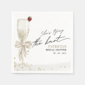 ホワイトボウ彼女は結び目のブライダルシャワー スタンダードカクテルナプキン (正面)