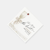 ホワイトボウ彼女は結び目のブライダルシャワー スタンダードカクテルナプキン (角)