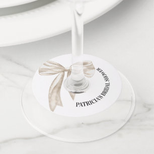 ホワイトボウ彼女は結び目のブライダルシャワー ワイングラスタグ