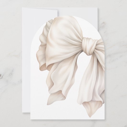 ホワイトボウ彼女は結び目のブライダルシャワー 招待状 (裏面)