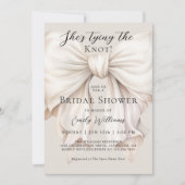 ホワイトボウ彼女は結び目のブライダルシャワー 招待状 (正面)