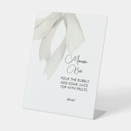 ホワイトボウ彼女は結び目ミモサバー標識 台座サイン