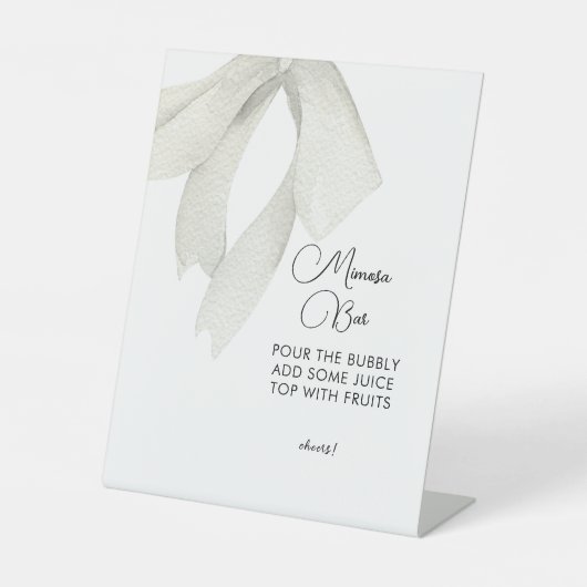 ホワイトボウ彼女は結び目ミモサバー標識 台座サイン (正面)