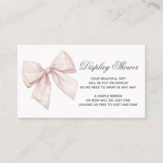 ホワイトボウ表示赤ちゃんシャワー囲いカード エンクロージャーカード (正面)