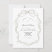 ホワイトボウ赤ちゃんの息のバプテスマ 招待状 (正面)