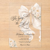 ホワイトボウ シーズ タイイング ザ ノット ブライズシャワー アクリル招待状 (正面)