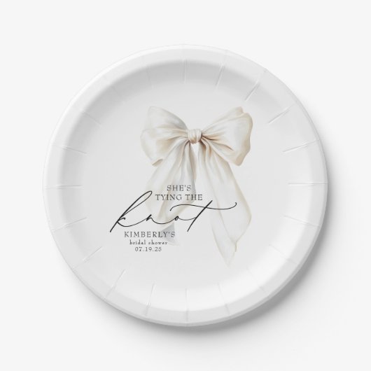 ホワイトボウ シーズ・タイイング・ザ・ノット ブライダルシャワー ペーパープレート (正面)