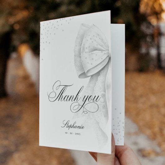 ホワイトボウ ブライダルシャワー 折りたたみ サンキューカード