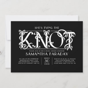 ホワイトボウ ブラック ブライダルシャワー She's Tying The Knot 招待状