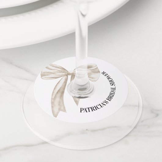 ホワイトボウ 彼女は結婚する ブライダルシャワー ワイングラスタグ (クローズアップ)