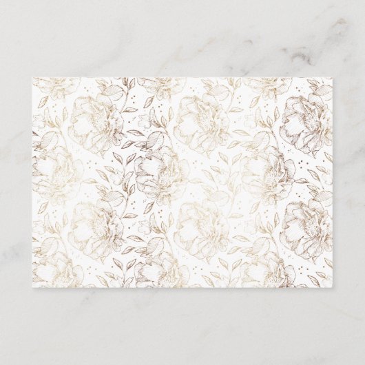 ホワイトボエレガントタニカル描ウェディングレセプション エンクロージャーカード (裏面)
