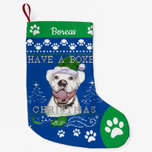 ホワイトボクサー犬のクリスマスに名前を追加