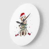 ホワイトボクサー犬のユーモラスなクリスマスセーター おもしろ Xmas ラージ壁時計 (傾斜)