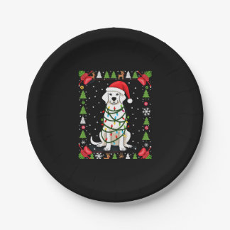 ホワイトボクサー犬 クリスマスのセーター クリスマスのTシャツ メンズ レディース おもしろ かわい ペーパープレート