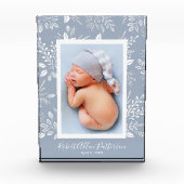 ホワイトボタニカルオンスカイブルーカスタム フォトブロック (正面)