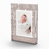 ホワイトボタニカルオンタウペ名前をカスタムする フォトブロック (右)