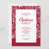 ホワイトボタニカルクランベリークリスマス招待状 (正面)