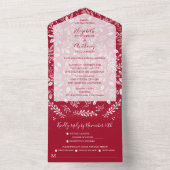 ホワイトボタニカルクランベリーNo 結婚 Envelopes オールインワン招待状 (内側)