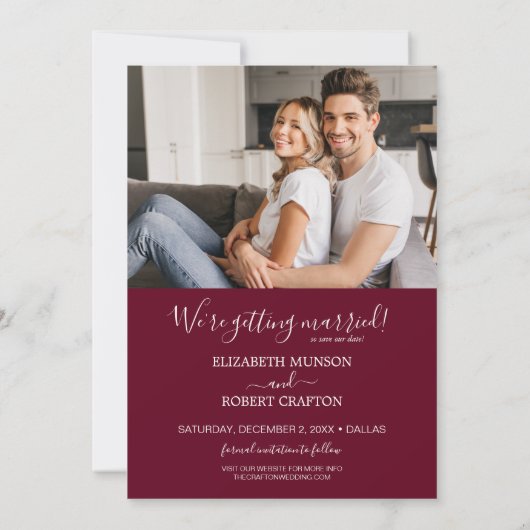 ホワイトボタニカルフォト結婚ズ セーブザデート (裏面)