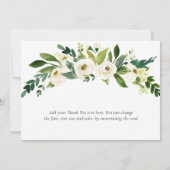 ホワイトボタニカルフローラエレガントウェディング婚約 サンキューカード (裏面)