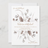ホワイトボタニカルフローラコットン結婚式招待状 招待状 (正面)
