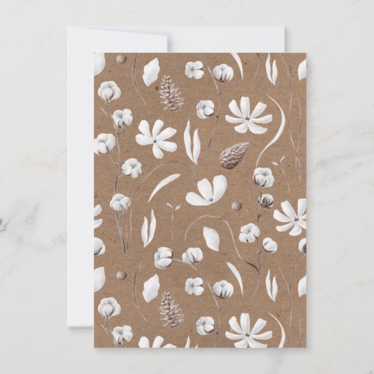 ホワイトボタニカルフローラコットン結婚式招待状 招待状 (裏面)