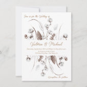 ホワイトボタニカルフローラコットン結婚式招待状 招待状 (正面)