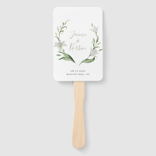 ホワイトボタニカルフローラ結婚リース ハンドファン (正面)