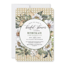 ホワイトボタニカルボヘミアンブライダルシャワー招待
