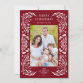 ホワイトボタニカルメリークリスマスメッセージ写真 シーズンカード (正面)