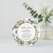 ホワイトボタニカルラウンドブライダルシャワー招待 (スタンド正面)