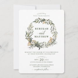 ホワイトボタニカルリース |結婚式招待状 招待状