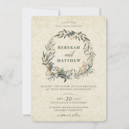 ホワイトボタニカルリース |結婚式招待状 招待状