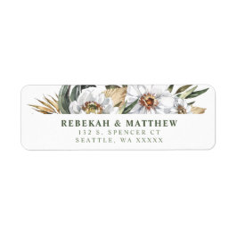 ホワイトボタニカル差出人住所ラベル ラベル