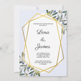 ホワイトボタニカル結婚式招待状カード 招待状