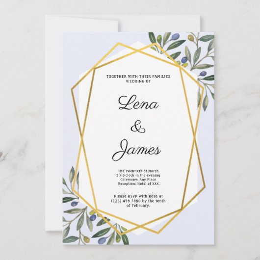 ホワイトボタニカル結婚式招待状カード 招待状 (正面)