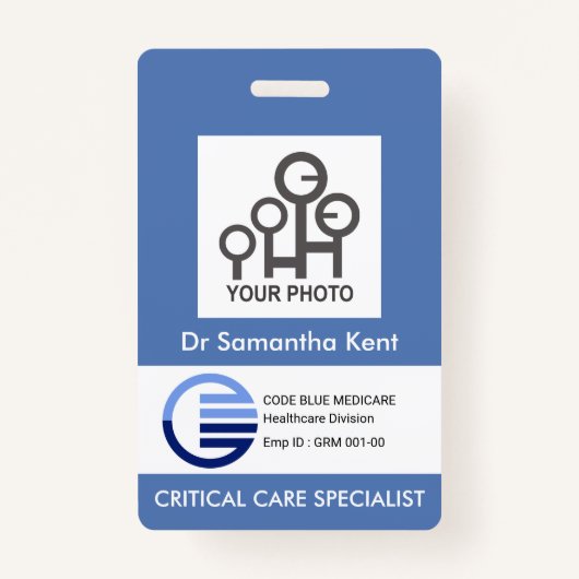 ホワイトボックス写真テンプレート医療スタッフID バッジ (正面)