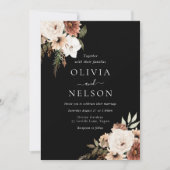ホワイトボヘミアンモダンフローラブ結婚ラック 招待状 (正面)