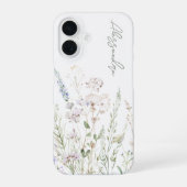 ホワイトボヘミアン水彩野の花 iPhone 16ケース (裏面)