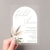 ホワイトボホアーチフローラブライダルシャワー アクリル招待状 (インサイチュ (ポータブル))